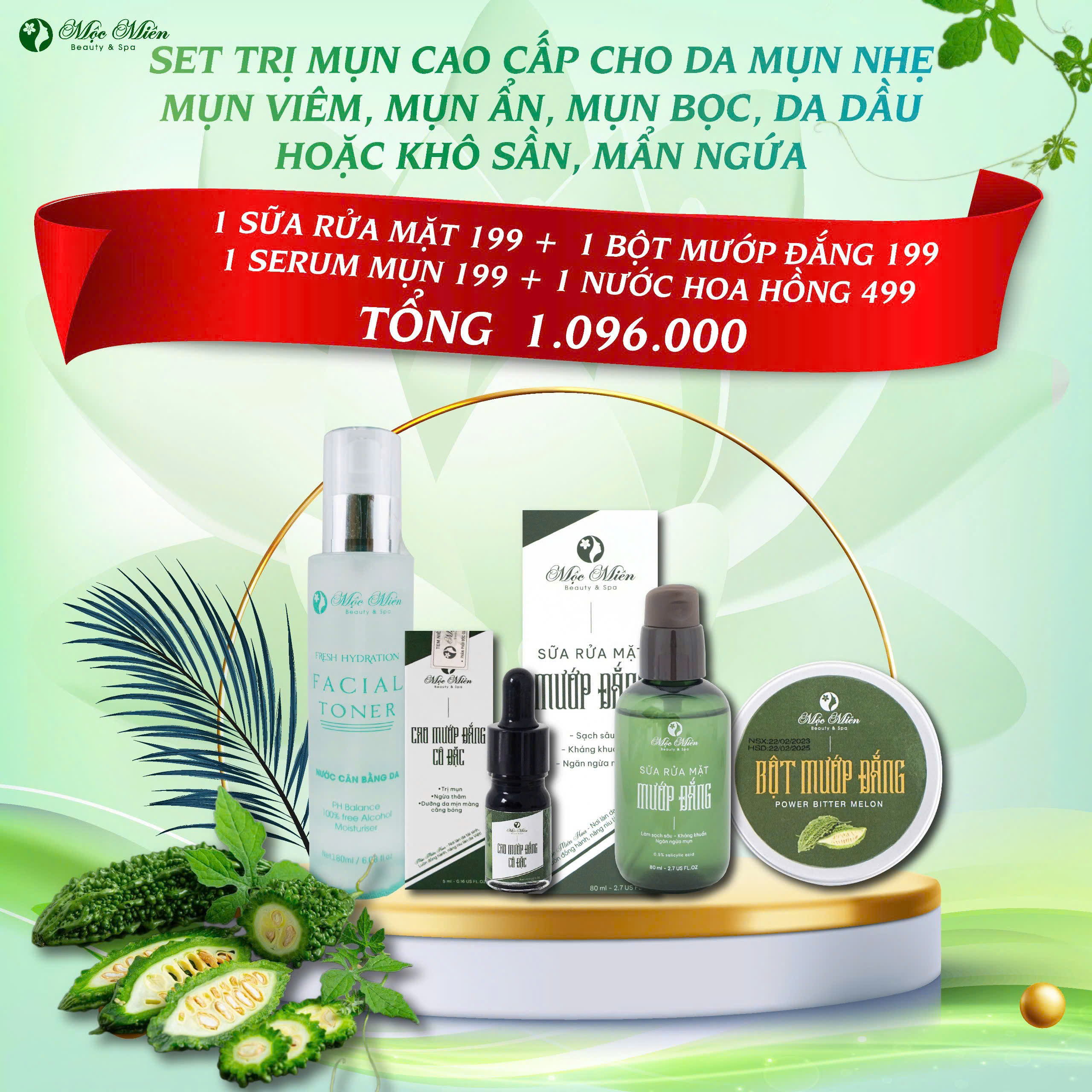 set trị mụn cao cấp cho da mụn nhẹ